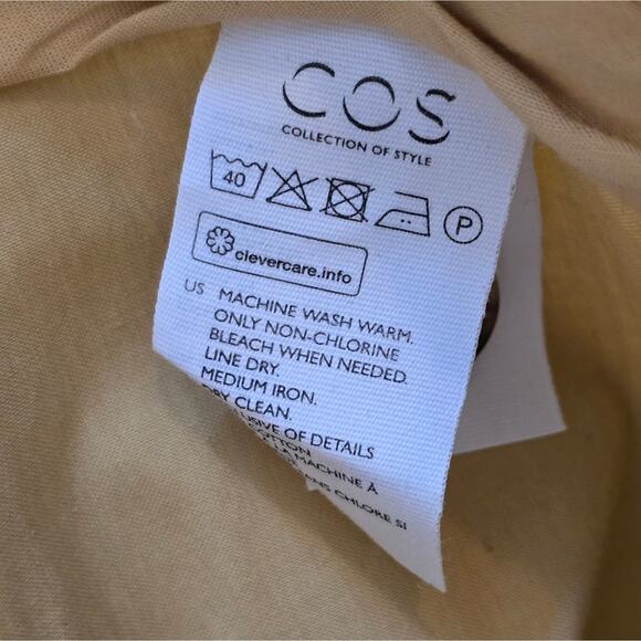 COS Yellow Pleated Button Detail Wide Leg Cropped Pants Size 8 - Picture 8 of 10